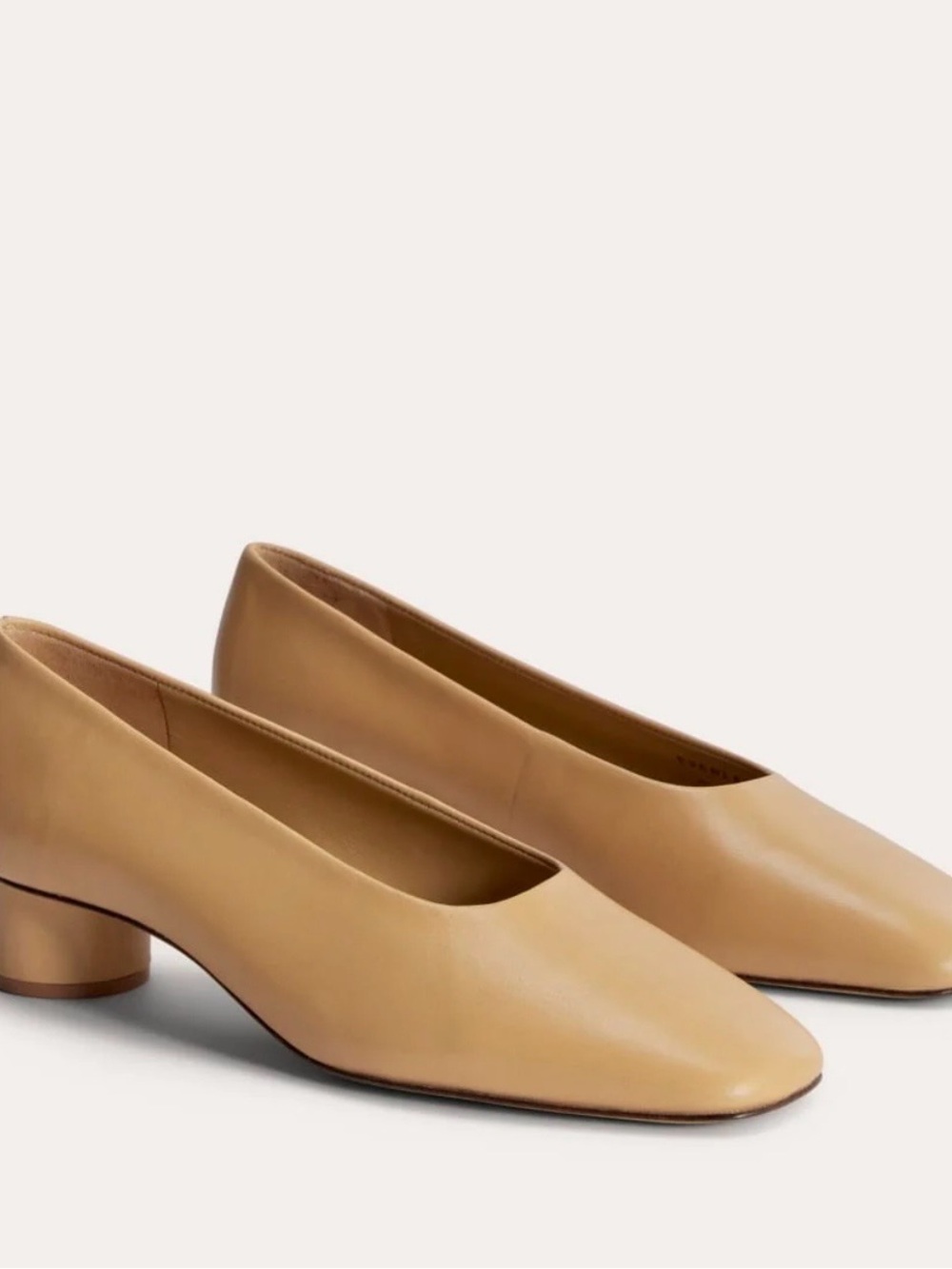 Everlane Gallery Pump Beige Square-Toe Leather Flats